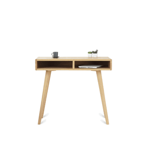 Benlemi Zaoblený minimalistický dubový psací stůl LEA FLO 90 cm s policemi Kvalita dřeva: 2. Kombinace dubového masivu a dýhované DTD desky