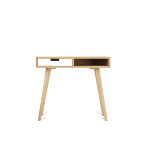 Benlemi Zaoblený dřevěný psací stůl se šuplíkem LEA FLO 90 cm bílý Strana: Vlevo, Kvalita dřeva: 1. Dubový masiv třídy A
