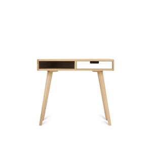 Benlemi Zaoblený dřevěný psací stůl se šuplíkem LEA FLO 90 cm bílý Strana: Vpravo, Kvalita dřeva: 1. Dubový masiv třídy A
