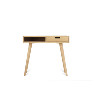 Benlemi Zaoblený dřevěný psací stůl se šuplíkem LEA FLO 90 cm přírodní Strana: Vpravo, Kvalita dřeva: 1. Dubový masiv třídy A