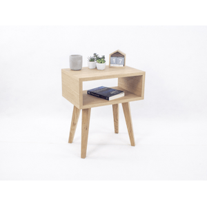 Benlemi Dřevěný noční stolek s policí LUNA ONE Kvalita dřeva: 2. Kombinace dubového masivu a dýhované DTD desky