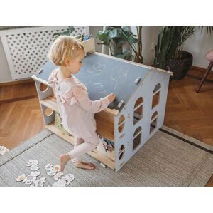 Myminihome Domečkový stůl na kreslení s regálem + dětská židle se skluzavkou Zvolte barvu: Bílá