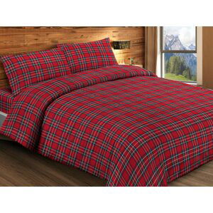 Gipetex Natural Dream Italské povlečení 100% bavlna Kilt Red - 140x200 / 70x90 cm