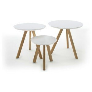 Přístavný stolek SILAS bílá/dub