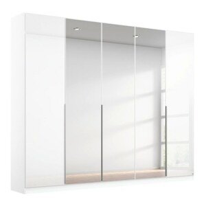 Šatní skříň ARIANNA alpská bílá/vysoký lesk, 5 dveří, 3 zrcadla