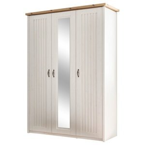 Šatní skříň TRIENT pinie/dub artisan, 3 dveře, 1 zrcadlo