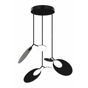 Závěsná lampa Ballon trojitá, více variant - TUNTO Model: černý rám a baldachýn, panel a baldachýn - černá překližka