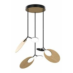 Závěsná lampa Ballon trojitá, více variant - TUNTO Model: černý rám a baldachýn, panel a baldachýn - dubová překližka