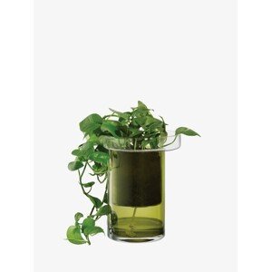 Samozavlažovací květináč Balcony, v. 35cm, Ø26 cm, čirá/olivově zelená - LSA international