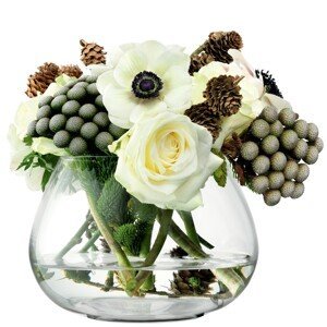 Flower skleněná váza pro aranžmá na stůl čirá, v.11.5cm, LSA, Handmade