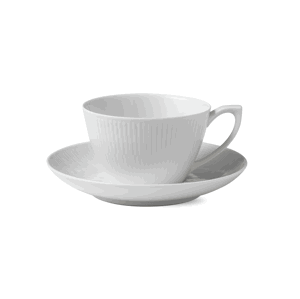 Čajový šálek & podšálek White Fluted, 28 cl - Royal Copenhagen