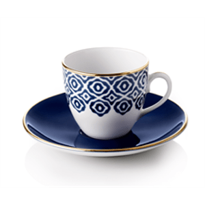 Turecký kávový set 2 šálků s podšálky, modrá "Bleu Blanc" - Selamlique