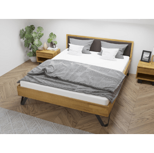Dubová postel Tero Soft, čalouněná 180x200 cm, dub, masiv
