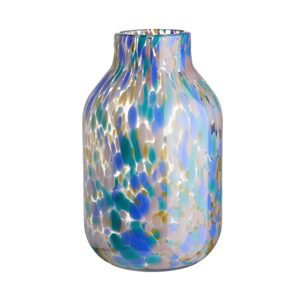 CONFETTI Váza skleněná 28 cm - modrá/béžová