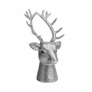 X-MAS Hlava jelena 16 cm - stříbrná