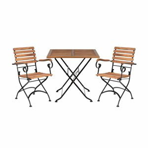 PARKLIFE Set zahradního nábytku 2 ks židle s područkami a 1 ks stůl - hnědá/černá