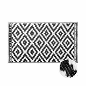 COLOUR CLASH Venkovní koberec ethno kosočtverce 150 x 90 cm - bílá/černá