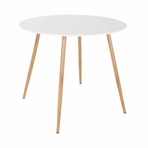 LINEA Jídelní stůl kulatý 90 cm - bílá/přírodní