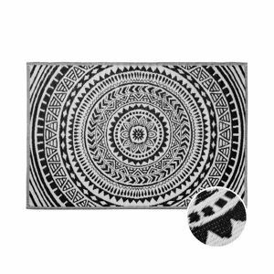 COLOUR CLASH Venkovní koberec kruhy 180 x 120 cm - černá/bílá