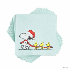 PEANUTS Papírové ubrousky Santa Snoopy