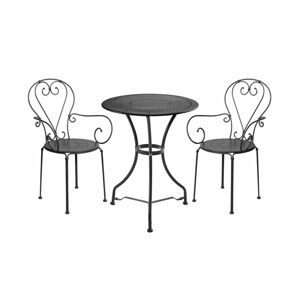 CENTURY Set zahradního nábytku 2 ks židle s područkami a 1 ks stůl - černá