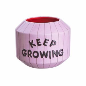 KEEP GROWING Květináč 14 cm - růžová/černá