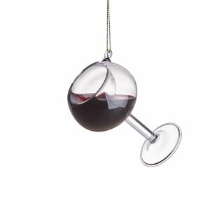 HANG ON Skleněná ozdoba sklenice červeného vína
