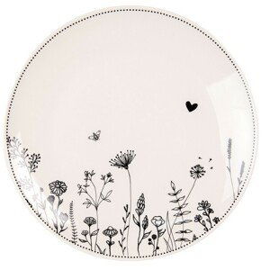 Porcelánový jídelní talíř s květinami Flora And Fauna - Ø 26cm Clayre & Eef