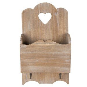 3ks hnědý dřevěný úložný košík ve tvaru srdce - 33*33*10 / 26*26*9 / 20*20*8 cm Clayre & Eef