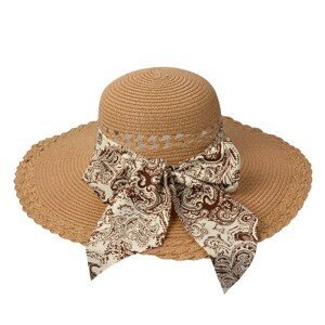 Hnědý sluneční dámský klobouk s mašlí - Ø 43*12/ 57cm Juleeze
