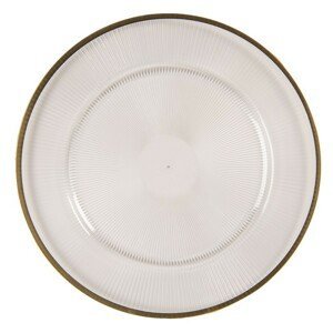 Transparentní servírovací talíř se zlatým okrajem - Ø 33*2 cm Clayre & Eef