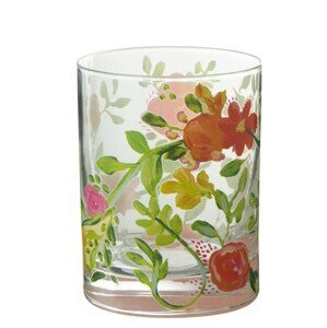 Sklenička na vodu s barevnými květy Floral glass - Ø8*10cm / 280ml J-Line by Jolipa
