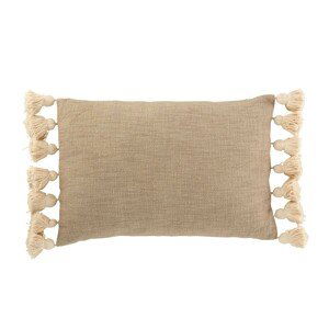 Taupe polštář se střapci a výplní Pompom - 50*35cm J-Line by Jolipa