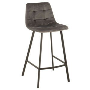 Šedá sametová barová židle Barstool Morgan Grey - 47*43*95cm J-Line by Jolipa
