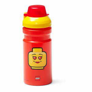 Červená lahev na vodu se žlutým víčkem LEGO® Iconic, 390 ml