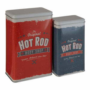 Sada 2 cínových úložných boxů Premier Housewares Barber Hot Rod