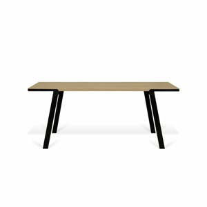 Jídelní stůl s deskou z dubu a černýma nohama TemaHome Drift, 180 x 90 cm