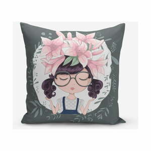 Povlak na polštář s příměsí bavlny Minimalist Cushion Covers Flower and Girl, 45 x 45 cm