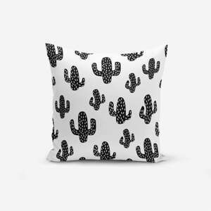 Černo-bílý povlak na polštář s příměsí bavlny Minimalist Cushion Covers Black White Cactus, 45 x 45 cm