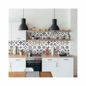 Sada 24 nástěnných samolepek Ambiance Wall Decal Cement Tiles Azulejos Erico, 15 x 15 cm