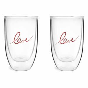 Sada 2 dvoustěných sklenic s potiskem Love Vialli Design, 350 ml