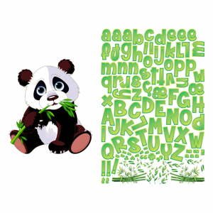 Sada nástěnných samolepek s pandou a písmeny Ambiance Bamboo
