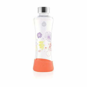 Oranžová láhev z borosilikátového skla Equa Flowerhead Poppy, 550 ml