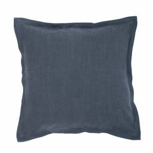 Tmavě modrý polštář s příměsí lnu Tiseco Home Studio, 45 x 45 cm
