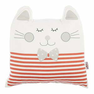 Červený dětský polštářek s příměsí bavlny Apolena Pillow Toy Big Cat, 29 x 29 cm