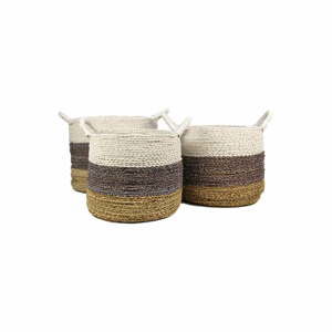 Sada 3 úložných košíků HSM collection Raffia Natural White