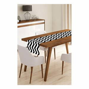 Běhoun na stůl z mikrovlákna Minimalist Cushion Covers Black Stripes, 45 x 145 cm