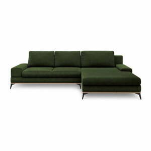 Lahvově zelená rozkládací rohová pohovka Windsor & Co Sofas Planet, pravý roh