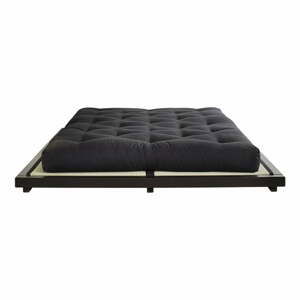 Dvoulůžková postel z borovicového dřeva s matrací a tatami Karup Design Dock Comfort Mat Black/Black, 160 x 200 cm