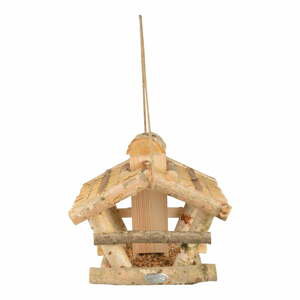 Dřevěné závěsné krmítko pro ptáky se zásobníkem Esschert Design, výška 27,5 cm